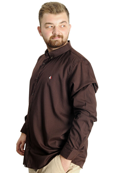 ModeXL Mode Xl Large Size Men's Shirt U.sleeve Tom Oxford 23303 Brown