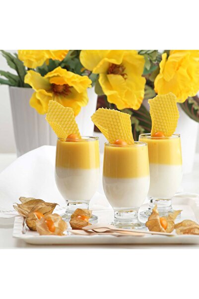 LAV Rena Glass Soft Drink Cup Set of 6 305 ml with Lid (Dessert Serving, Ice Cream Cup, Water Cup)