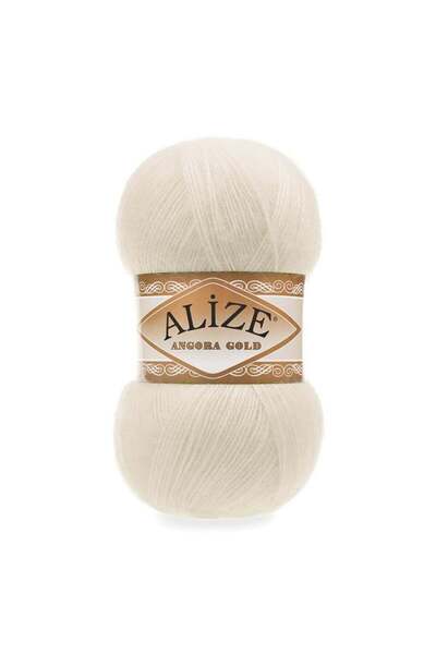 Alize Angora Gold Χειροποίητο Νήμα Πλεκτό Μαλλί Κωδικός Χρώματος:01 Κρέμα