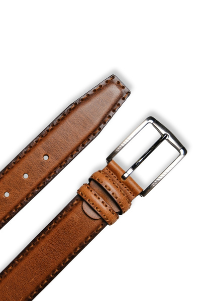 MFT Leather Design Ανδρική ζώνη από γνήσιο δέρμα – Μοτίβο ραφής, 4 εκ., Ταν |...