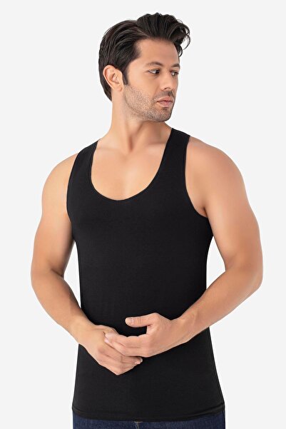 Arma Yıldız Men's Invisible Tank Top Ghost Tank Top Black 100% Cotton 3 Pack