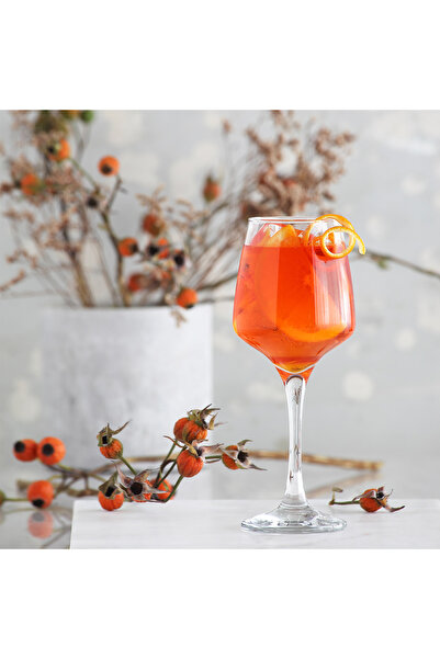 LAV Lal Cam Goblet 6'lı 400 ml Ayaklı (Şarap Kadehi , Kokteyl Bardağı)