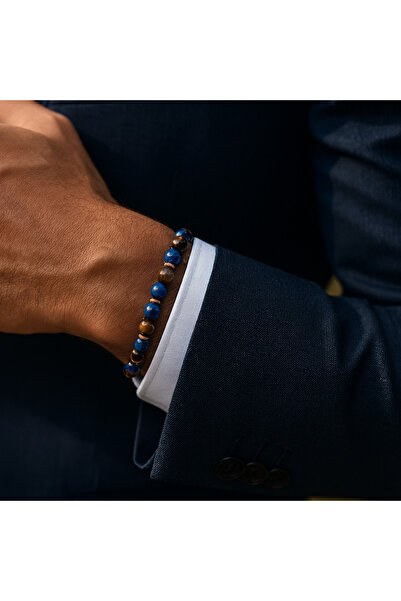SUMRA سوار من حجر اللازورد وعين النمر من الحجر الطبيعي SPF-A-051