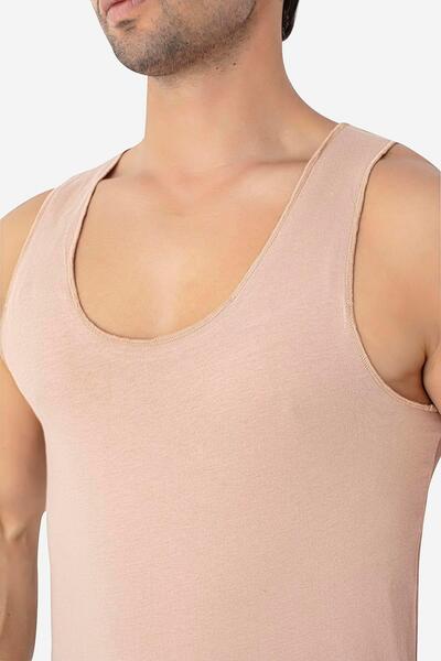 Arma Yıldız Men's Skin Color Invisible Undershirt 2 Pack Seamless 100% Cotton Ghost Undershirt