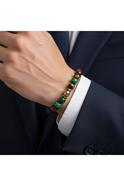 SUMRA Kaplan Gözü Lav Taşı Sertifikalı Doğal Taş Bileklik SPF-A-031