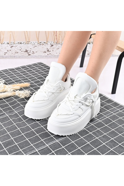 Tmall Women's Sports Shoes, With Platform, Made of -leather, D1413, White