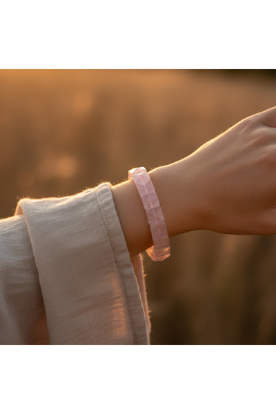 SUMRA Pembe Kuvars Rolex Kesim Sertifikalı Doğal Taş Bileklik SPF-A-089