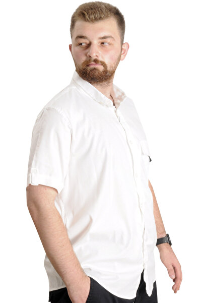 ModeXL Mode XL Men's Shirt Gabardine Single Pocket 22363 White