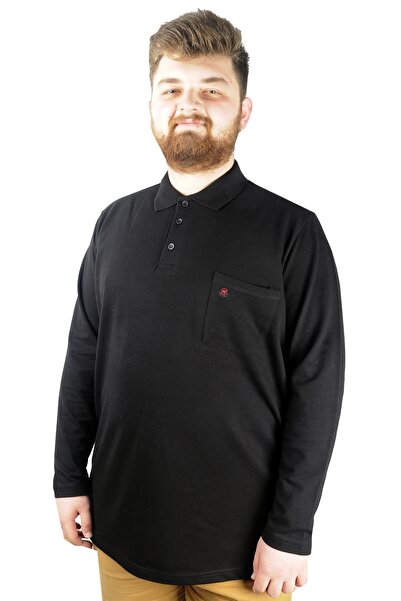 ModeXL Μπλουζάκι πόλο μεγάλου μεγέθους με τσέπη - Μαύρο 22446