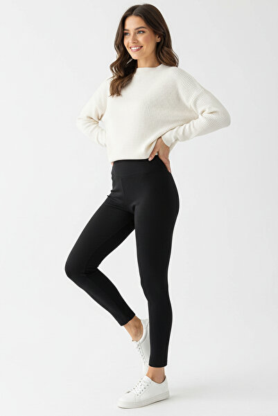 AFVENTE Women's Black High Waist Steel Knitted Leggings