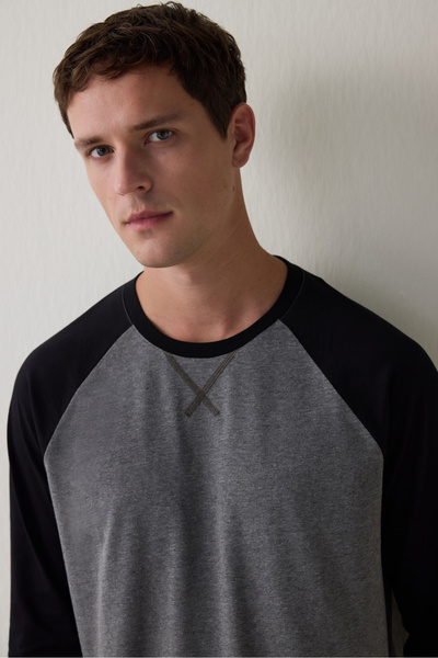 Penti Navy Blue Men's Long Sleeve Pajama Set