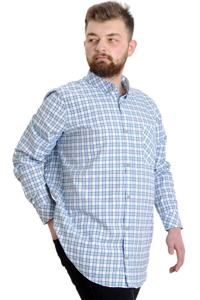 ModeXL Mode Xl Large Size Men's Shirt Plaid Long Sleeve 23300 Mint Green