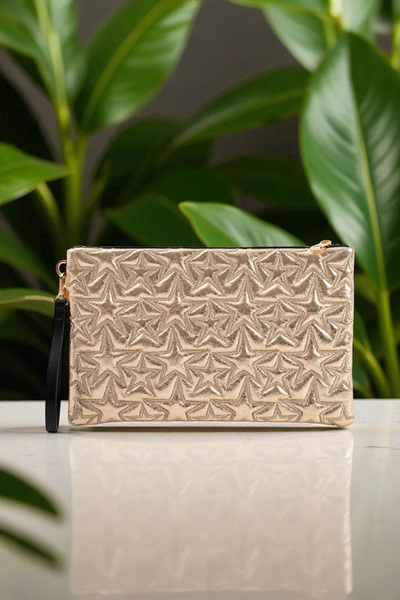 Ecrou Yellow Portfolio Bag with Star Pattern