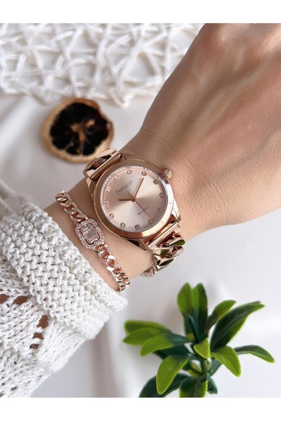 Ferrucci Kadın Kol Saat 30 Mt Suya Dayanıklı Çelik Kordon Kararmaz Renk Atmaz+Bileklik FRC.2.801