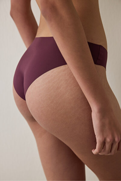 Penti Burgundy Non-Marking Laser Cut Regular Waist Slip Panties