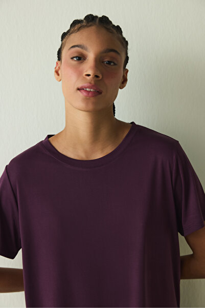 Penti Purple Crew Neck Short Sleeve Modal T-Shirt