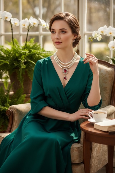 FAYRA ACCESSORIES Kristal Taşlı 3 Sıra İnci Kolye