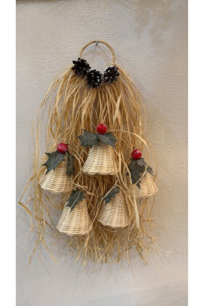 Maison Avf Bohemian Rattan Raffia - Red Detailed Christmas Door Ornament