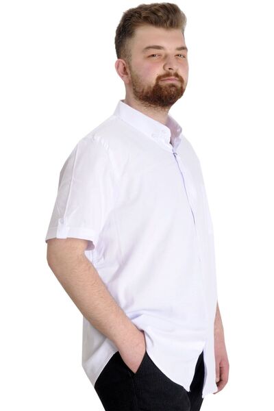 ModeXL Mode Xl Large Size Men's Shirt Gabardine Short Sleeve Single Pocket 23302 White