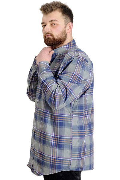 ModeXL Mode Xl Large Size Men's Shirt Plaid Long Sleeve 23300 Light Brown