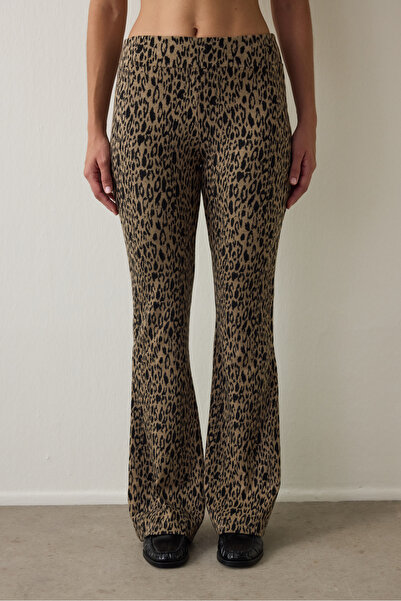 Penti Leopard Print High Waist Flared Trousers