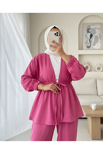 Modamorfo Elastic Double Linen Set with Tie Waist