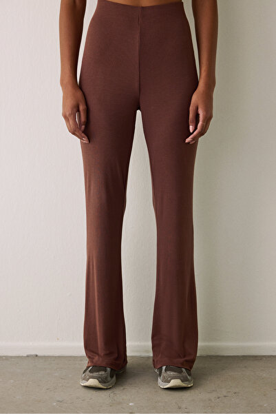 Penti Cappuccino Modal High Waist Corded Fabric Flared Leggings