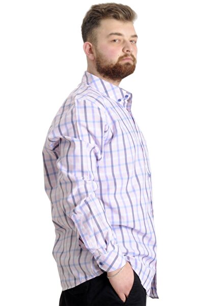 ModeXL Mode Xl Large Size Men's Shirt Plaid Long Sleeve 23300 Cream