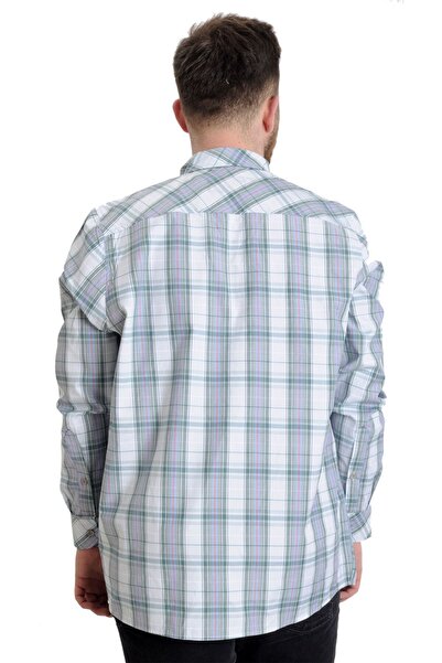 ModeXL Mode Xl Large Size Men's Shirt Plaid Long Sleeve 23300 Dark Khaki