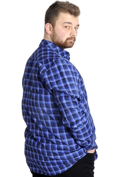 ModeXL Mode Xl Plus Size Men's Shirt Plaid Long Sleeve 23300 Indigo