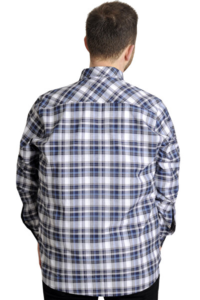ModeXL Mode Xl Large Size Men's Shirt Plaid Long Sleeve 23300 Grey