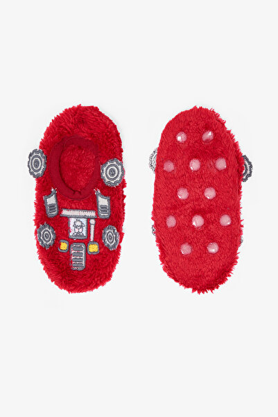 Penti Rote Hausschuhe für Jungen mit Auto-Stickerei und Anti-Rutsch-Sohle