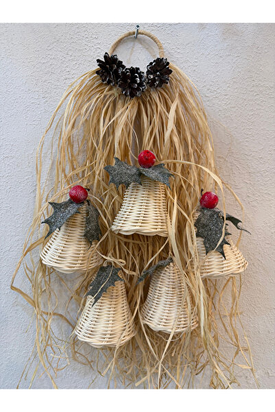 Maison Avf Bohemian Rattan Raffia - Red Detailed Christmas Door Ornament