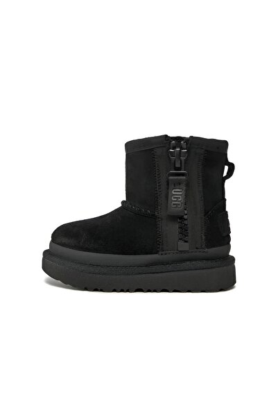 UGG Mini Zippered Logo Kids Boots – Black