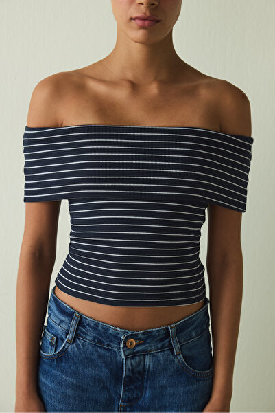 Penti Cupsecret Self-Padded Striped Foldable Madonna Collar Sleeveless Slim Fit Top