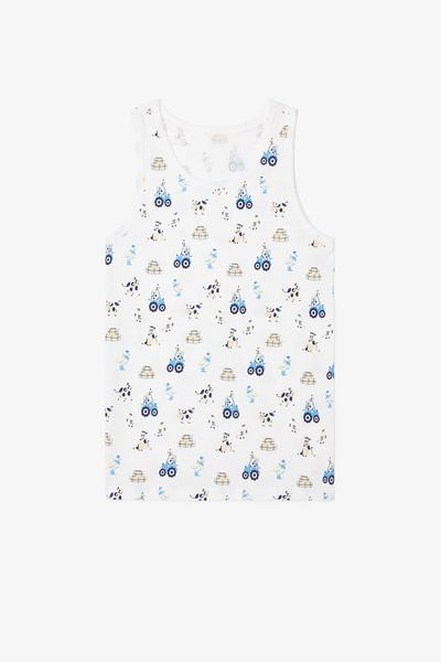 Penti Boy's Moo Farm Cow Patterned Thick Strap Cotton 2-Piece Undershirt