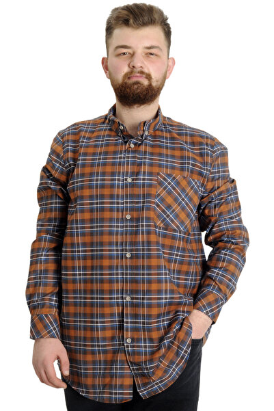 ModeXL Mode Xl Large Size Men's Shirt Plaid Long Sleeve 23300 Tile