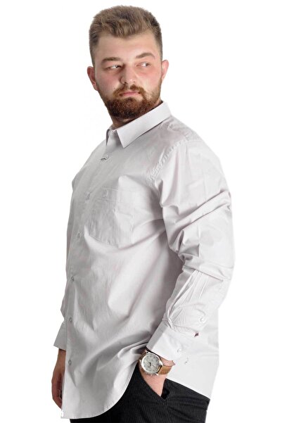 ModeXL Mode Xl Plus Size Shirt Ukol Pocket Lycra Poplin 20350 Gray