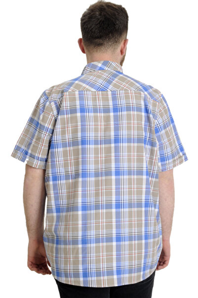 ModeXL Mode Xl Large Size Men's Shirt Plaid Short Sleeve 23301 Sand