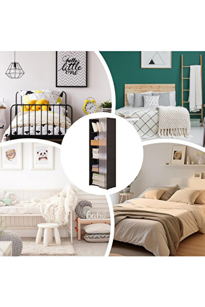 Generic Leon Home 6-Layer Storage Rack Magazine Bookcase with Dustproof Curtains