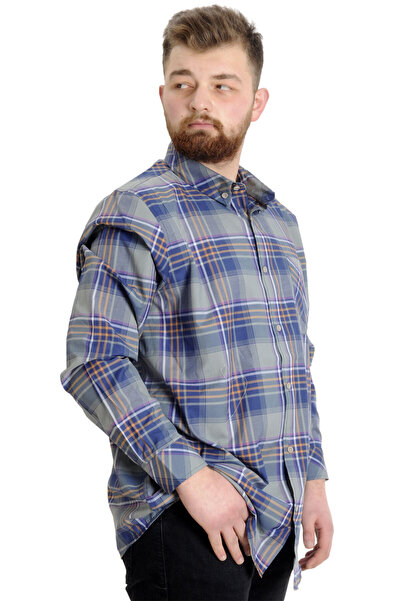 ModeXL Mode Xl Large Size Men's Shirt Plaid Long Sleeve 23300 Light Brown