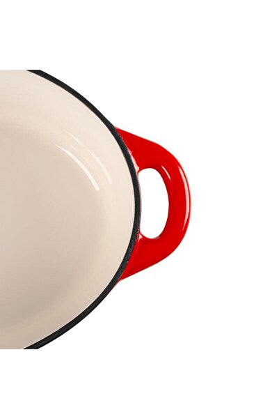 Magic Home Oală emailată din fontă cu capac, mâner din oțel inoxidabil, roșie, 4,4 L,