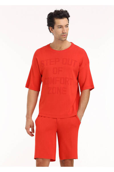 Ramsey Πλεκτό με λαιμόκοψη Jacquard πορτοκαλί