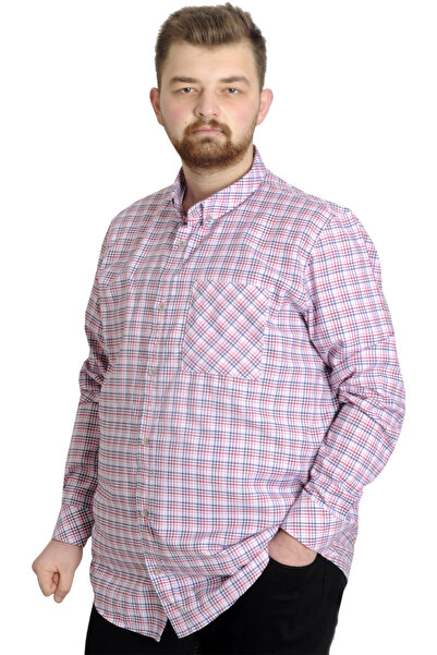 ModeXL Mode Xl Large Size Men's Shirt Plaid Long Sleeve 23300 Red
