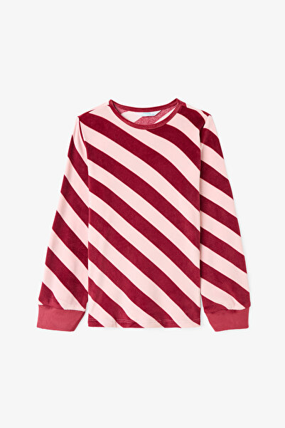 Penti Dusty Rose Girls' Striped Long Sleeve Pajama Set