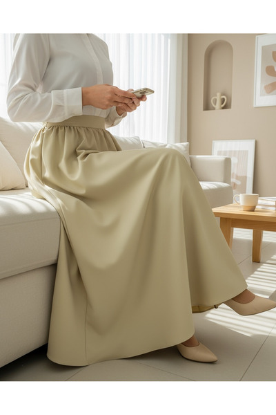Modamorfo Pocketed pleated bondit skirt - beige