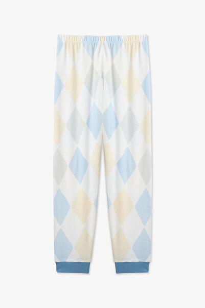 Penti Off-White Boy's Juggling Baklava Patterned Pajama Set
