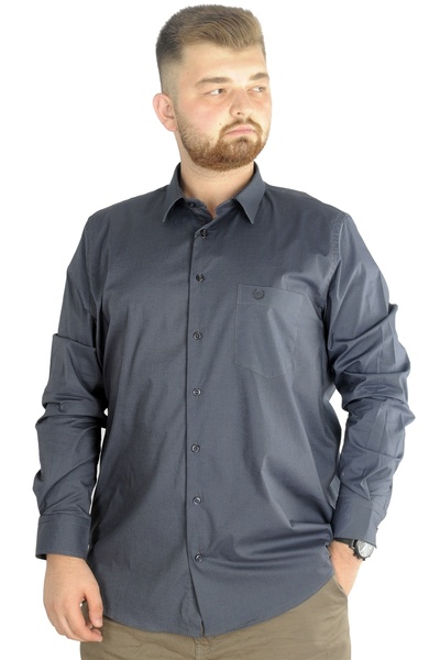 ModeXL Mode Xl Large Size Men's Classic Pocket Shirt Lycra 20350 Anthracite