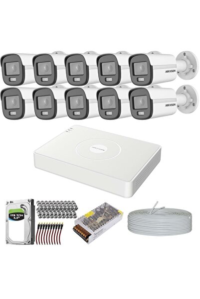 Hikvision Colorvu Gecen Karanlıkta 7/24 Renkli 10 Kameralı Set 1tb 7/24 Hdd