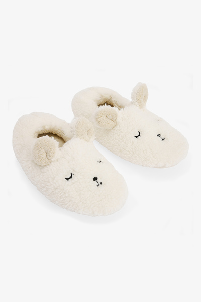 Penti Off-White Animal Embroidered Home Shoes